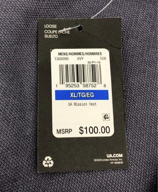 NWT Under Armour Men's Mission Vest Gray Black Sherpa Fleece Full Zip Size XL