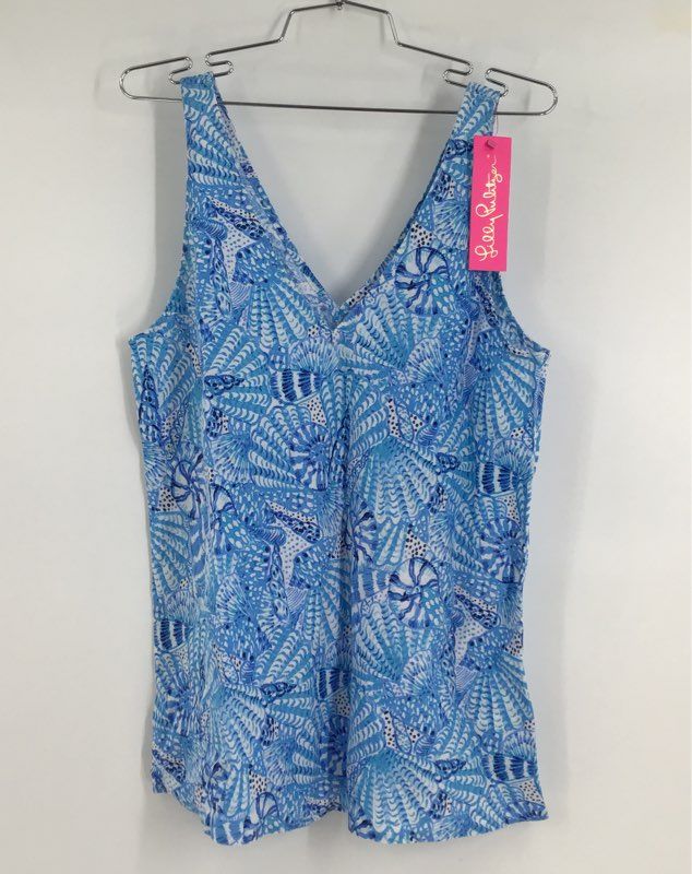 NWT Lilly Pulitzer Women&#39;s Amalfi Blue Floral Sleeveless Top - Size M