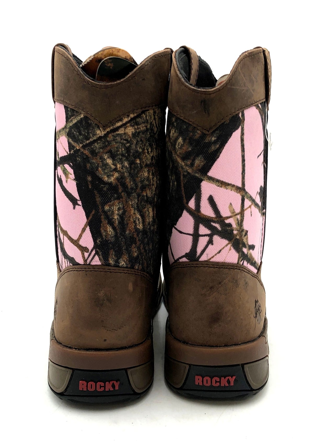 Rocky Kid's 8 Inch Hunting Brown Pink Camo Pull-On Boots Size 5M