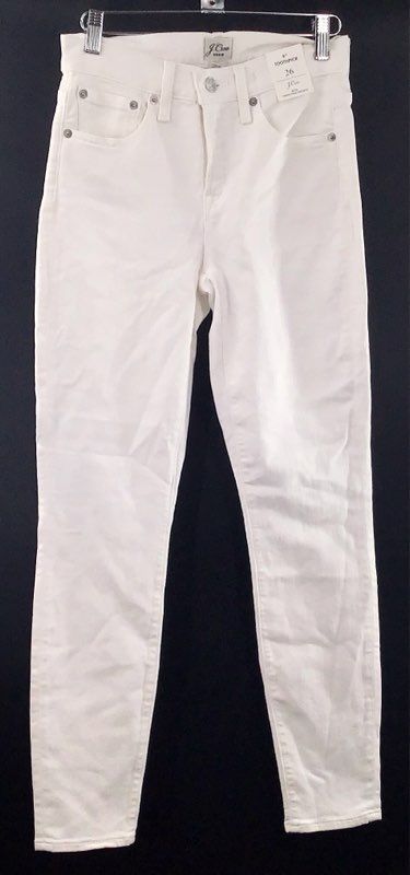 J.Crew Women's 9" Toothpick Jeans White Perfecting Pockets Skinny Size 26 NWT