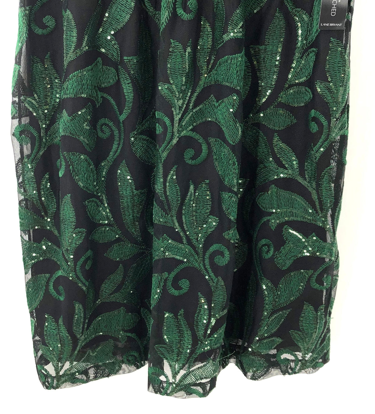 Lane Bryant Women's Green Black Sequin Embroidered Mesh Cocktail Dress Sz 16 NWT
