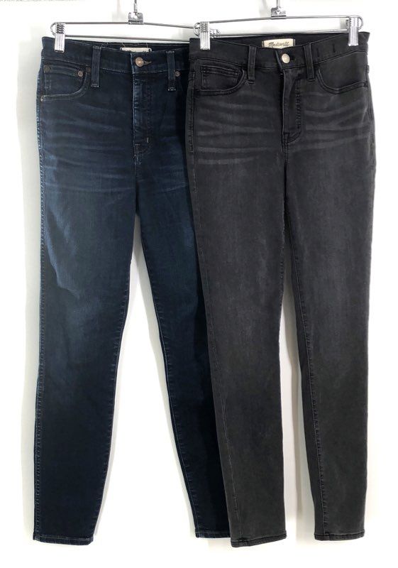 Madewell Women's Skinny Jeans Lot 2 10" High Rise Roadtripper Blue Black Size 25