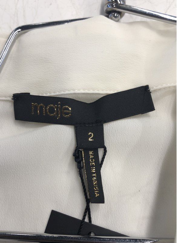NWT Maje Women's White Ruffle Button-Up Shirt - Size 2