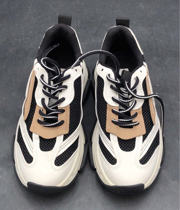 Steve Madden Possession Tan Black Bone Chunky Platform Sneaker Women's Size 7.5