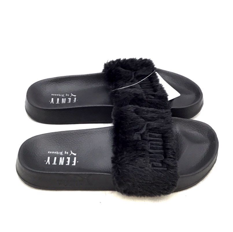 NWT Puma Women&#39;s Leadcat Fenty 36226603 Black Silver Slide Sandals - Size 7.5