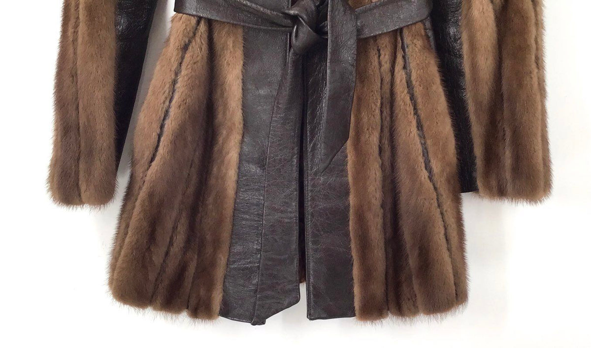 Field's Women's Brown Belted Fur Overcoat