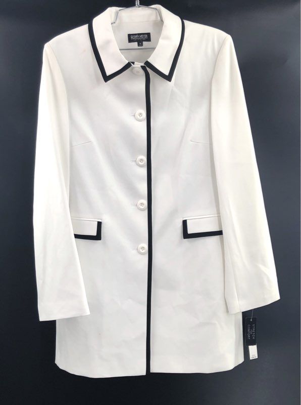 John Meyer Women's 2-Piece Pant Suit White Black Contrast Trim NWT Sz 10