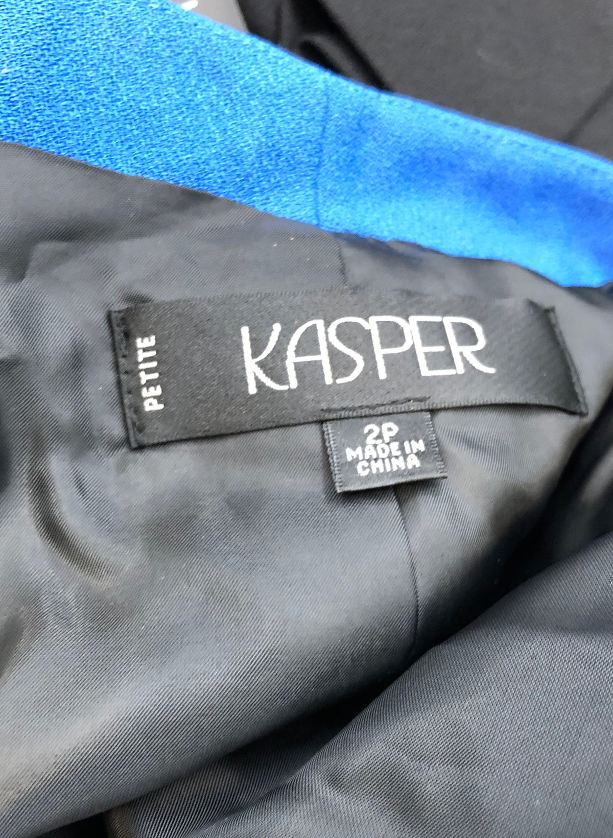 Kasper Women's 3-Piece Pant Suit Set Blue Black Open Blazer NWT Sz 2P