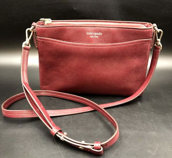 Kate Spade Deep Burgundy Pebbled Leather 'Ivy' Crossbody Bag (+COA)