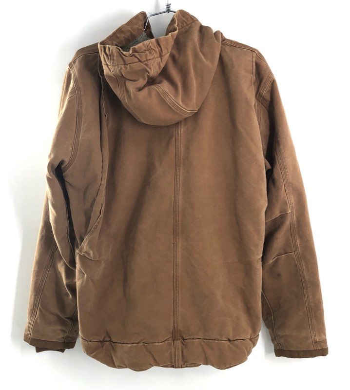 Carhartt Men's Bartlett Jacket Brown Sherpa Lined Cotton Duck Hooded Sz M