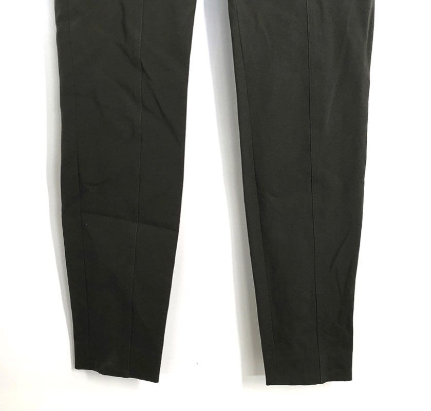 Women's Olive Green Slim Ankle Pants Trousers Center Seam Ankle Zip