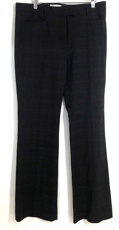 Gap Women's Modern Boot Cut Pants Dark Gray Stretch Plaid Trousers Sz 10R