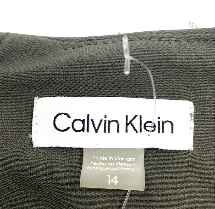Calvin Klein Women's Green Short Sleeve Wide Leg Belted Jumpsuit NWT Sz 14