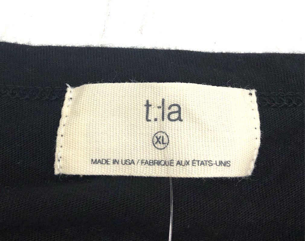t:la Women's Black Cotton V-Neck Pocket T-Shirt Dress Sz XL NWT