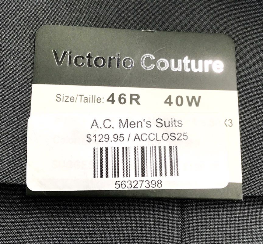 NWT Victorio Couture Men's Black Blazer - Size 46RX40W