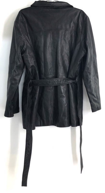 Vintage Y2K Pelle Studio Women's Black Leather Belted Thinsulate Jacket Sz XL