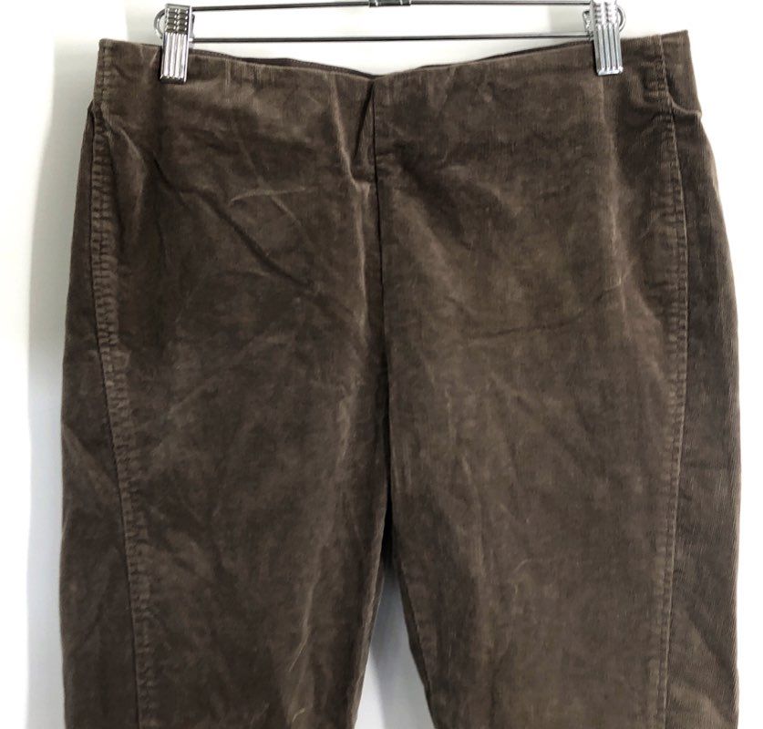 Lauren Ralph Lauren Women's Brown Corduroy Skinny Pull-On Ankle Zip Pants Sz 6