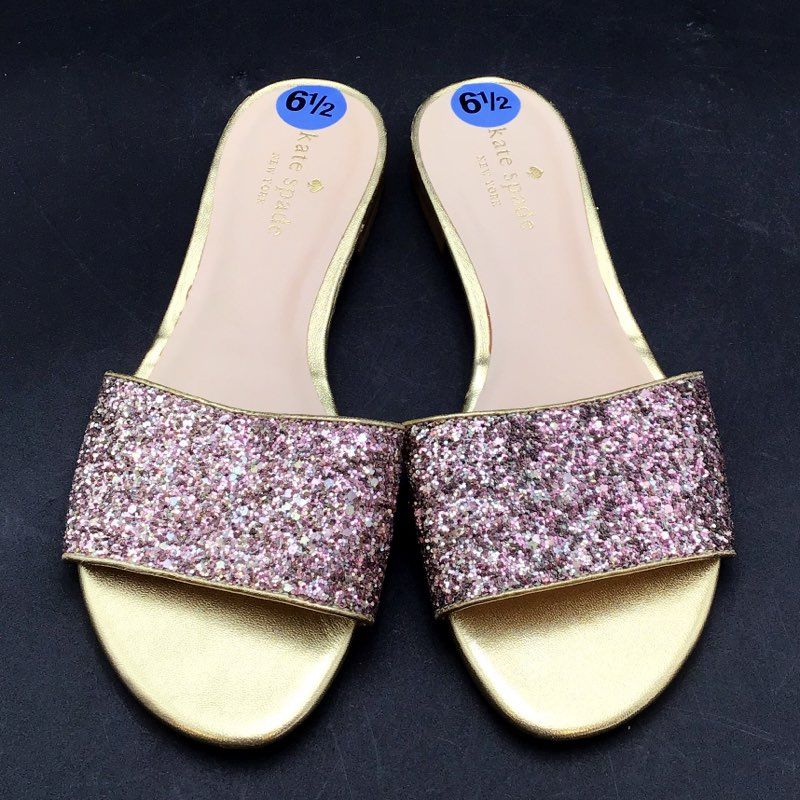 Kate Spade New York Women's Pink Gold Slide Sandal - Size 6.5M