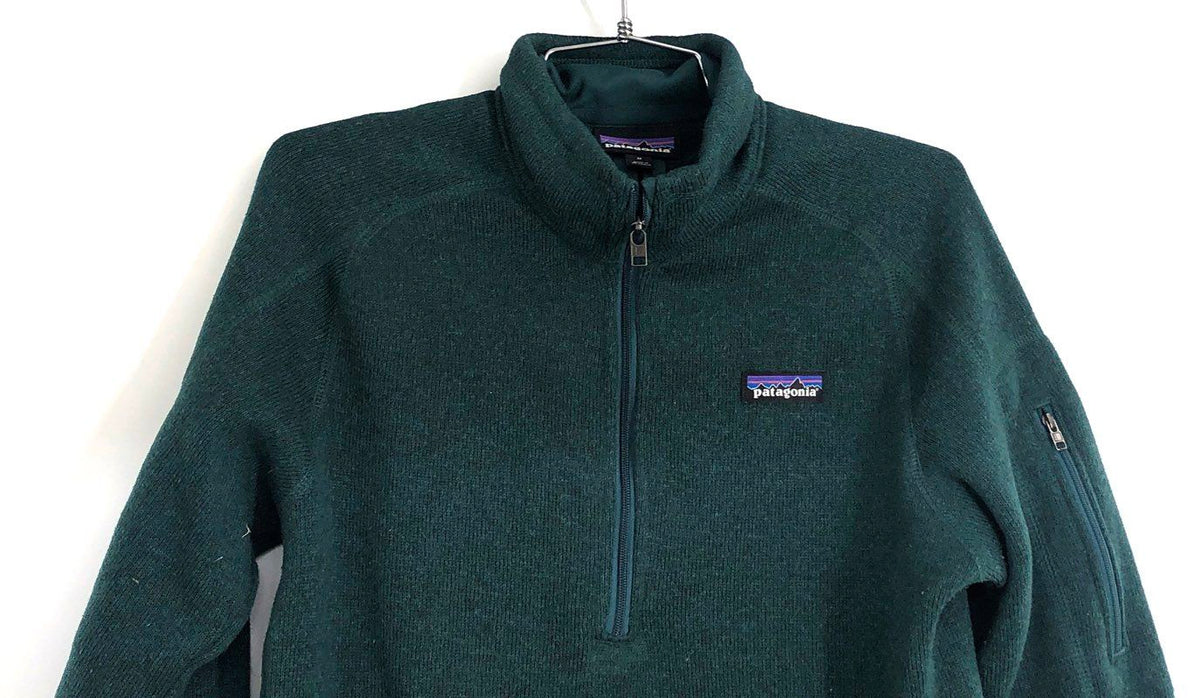 Patagonia Women's Better Sweater 1/4 Zip Fleece Pullover Dark Green Sz M