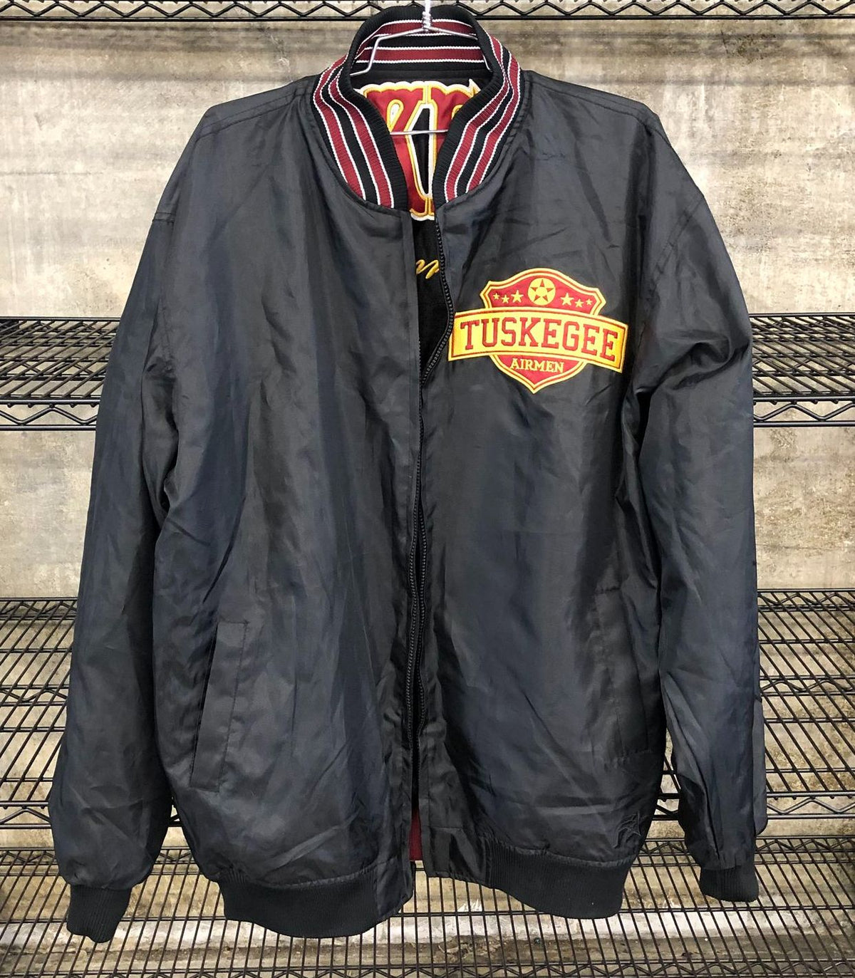Vintage Tuskegee Airmen Reversible Black/Gold/Red Varsity Style Jacket - Size XL