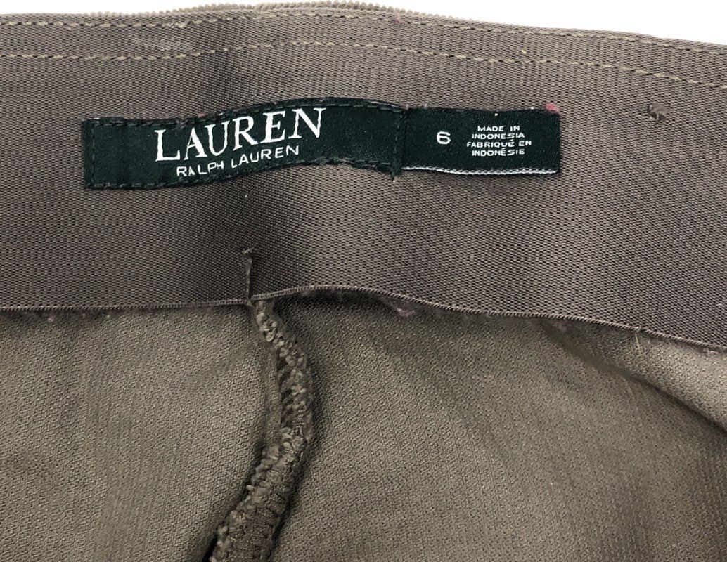 Lauren Ralph Lauren Women's Brown Corduroy Skinny Pull-On Ankle Zip Pants Sz 6