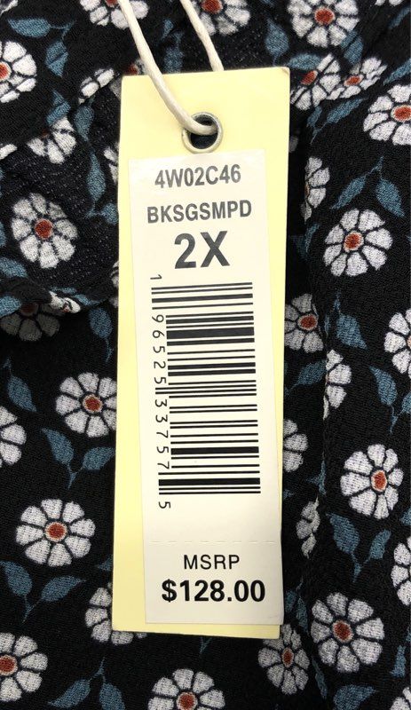 Max Studio London Women's Black Floral Jumpsuit Smocked Waist Ruffle Sz 2X NWT