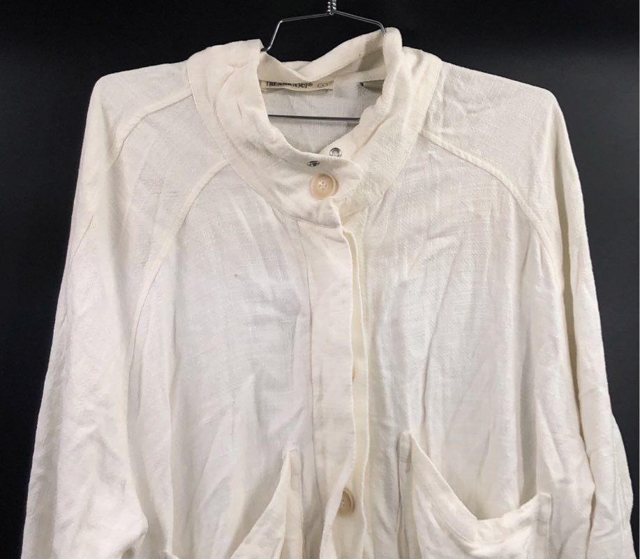 [BLANKNYC] Women's Off White Linen Blend Utility Jacket Pocket Drawstring Sz S