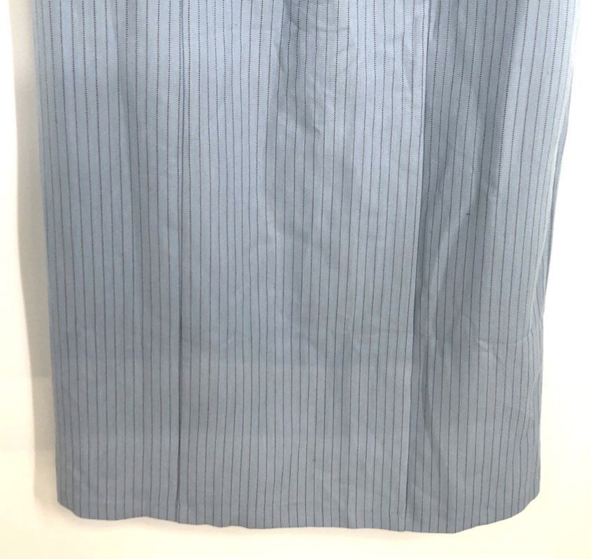 Abercrombie & Fitch Women's Blue Pinstripe Fold Over Midi Skirt NWT Sz L