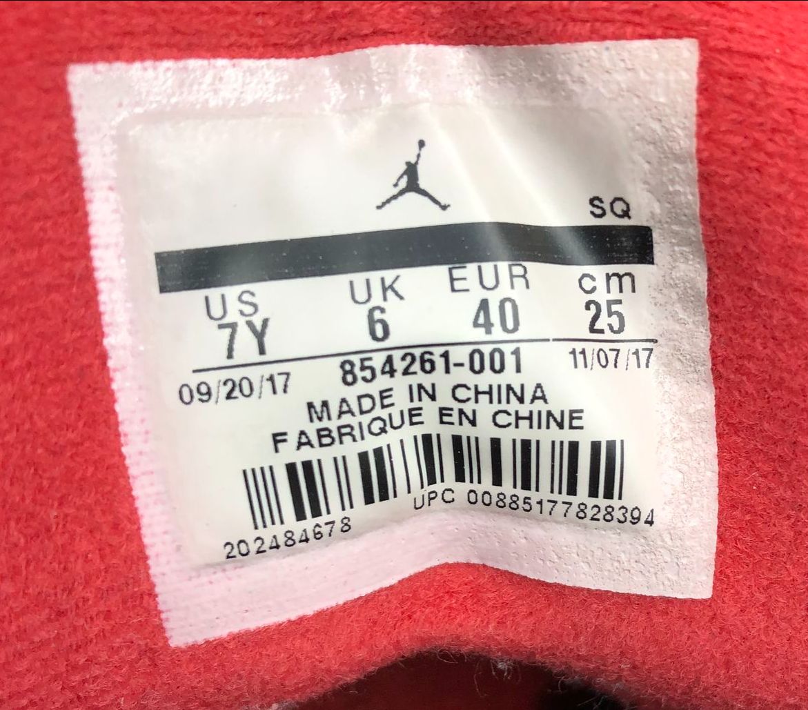 Nike Air Jordan 3 Retro OG BG 'Black Cement Grey' & Red Sneakers - Sz 7Y (+COA)