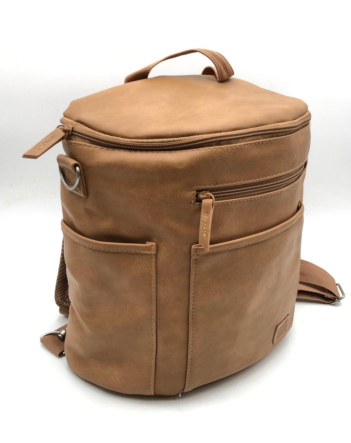 Baby Innovations Brown Faux Leather Diaper Bag Backpack Travel Unisex