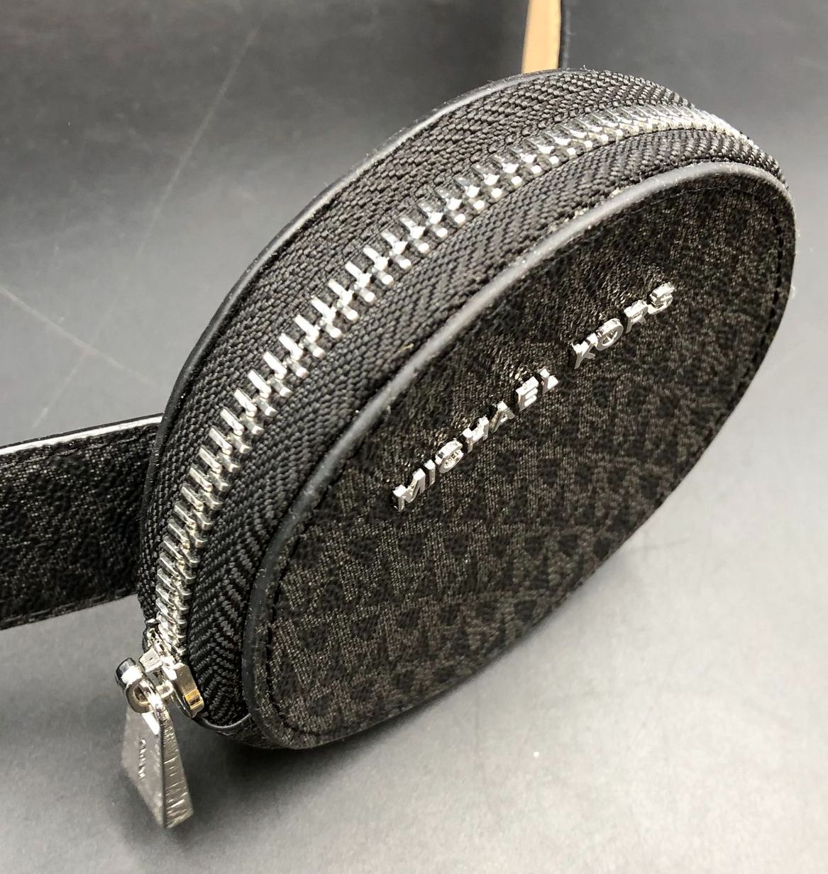 NWT Michael Kors Women's Black Signature Print Belt w/ Zip Pouch - Size M (+COA)