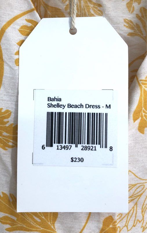 Bahia Women's Shelley Beach Dress Yellow White Floral Leaf Ruffle NWT Size M