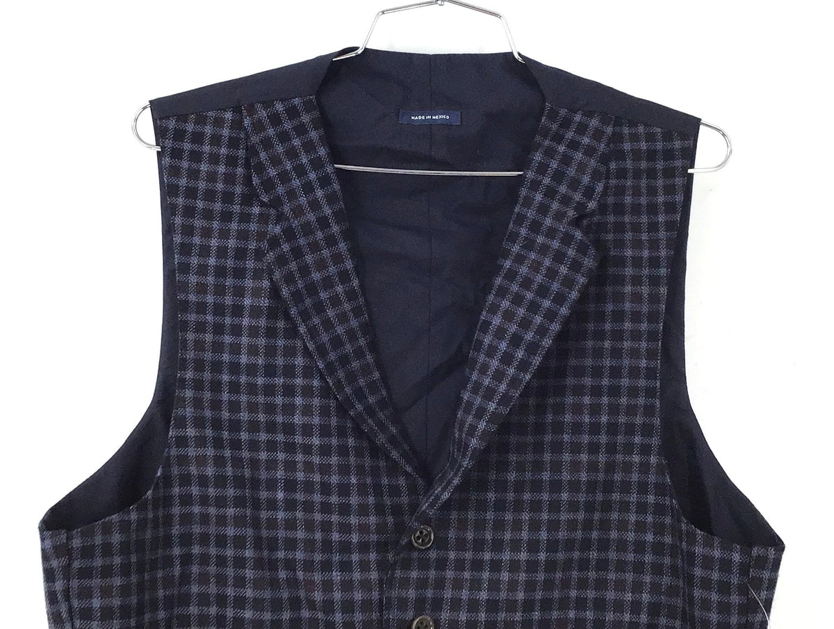 Y2K 2000s NWT Stafford Men's Blue Navy Grid Vest - Size M