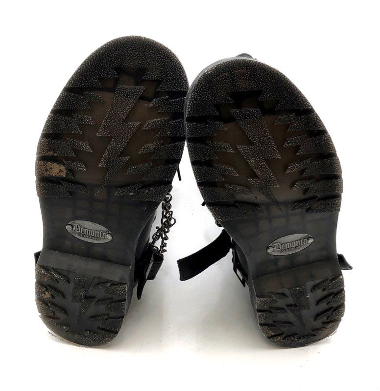 Demonia Bolt-415 Black Knee High Chain Buckle Lace Up Combat Boots Men's Size 8