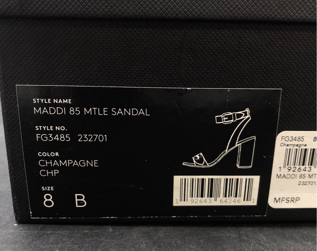 Coach Maddi 85 Champagne Metallic Block Heel Sandal Women's Size 8 B