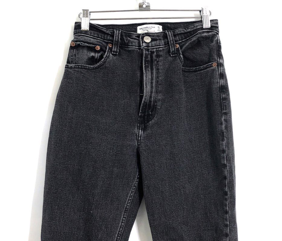 Abercrombie & Fitch Women's Curve Love Ankle Straight Distressed Jeans 26 2L