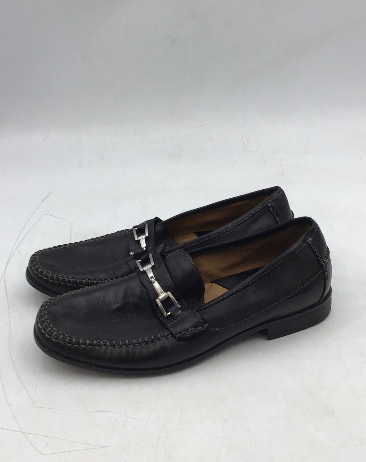 Johnston &amp; Murphy Men&#39;s Black Moc Toe Slip-On Loafer Dress Shoes - Size 8M