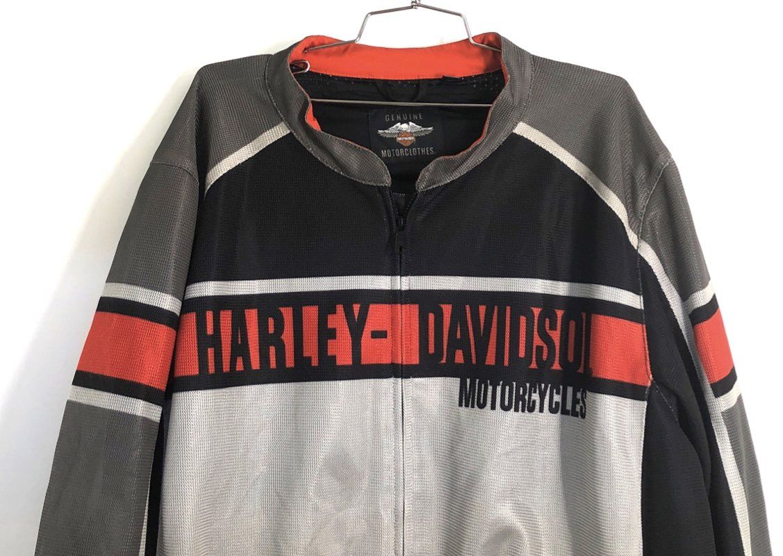 Harley-Davidson Mesh Motorcycle Riding Jacket Black Grey Orange Sz 3XL
