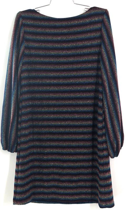 Eri + Ali Women's Rainbow Metallic Stripe Knit Mini Shift Dress NWT Sz S