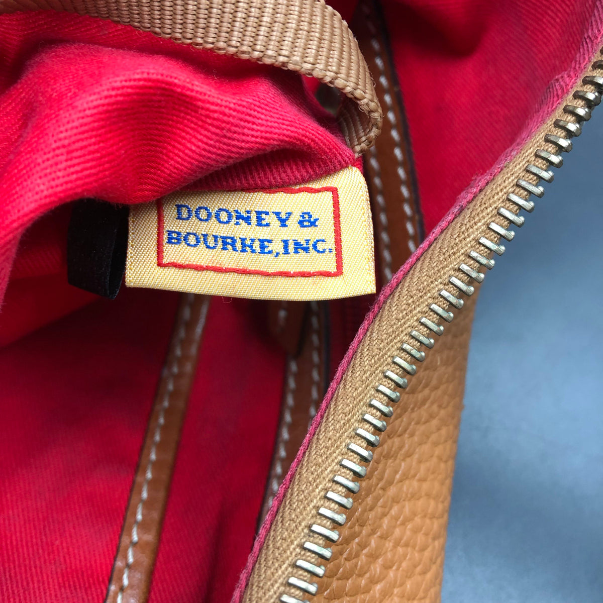 Dooney & Bourke Camel Brown Pebbled Leather Hobo Satchel Bag COA