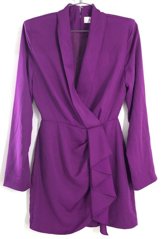 MISHA Women's Giovanna Mini Dress Prism Violet Purple Wrap Ruffle NWT Sz XXS
