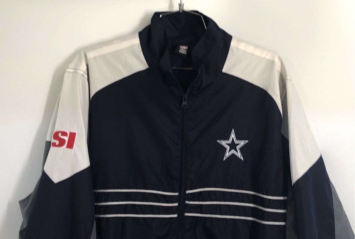 NFL Reebok Men's Dallas Cowboys Windbreaker Jacket Navy Colorblock Star Sz L