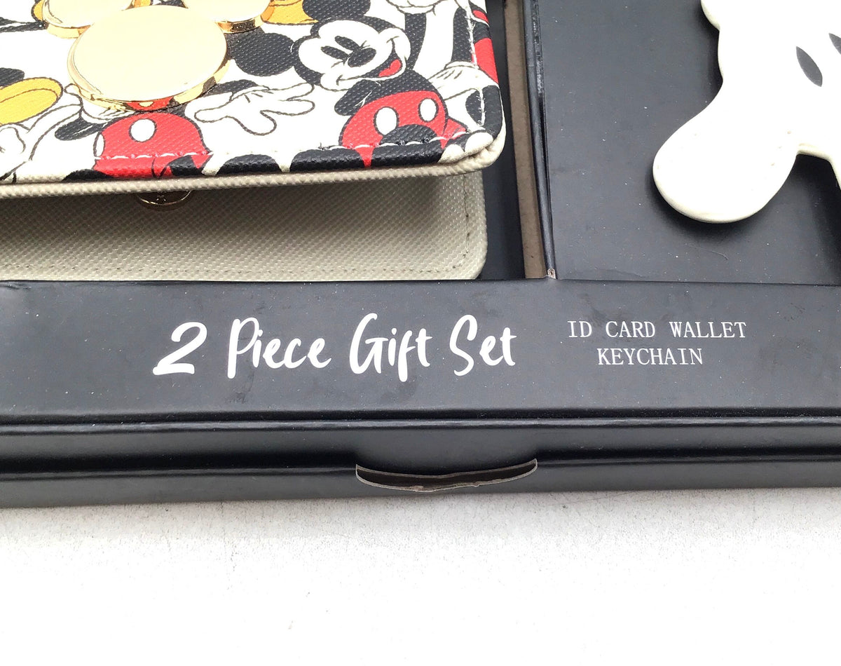 Disney Mickey Mouse ID Wallet Holder &amp; Mickey Hand Keychain 2-Piece Gift Set