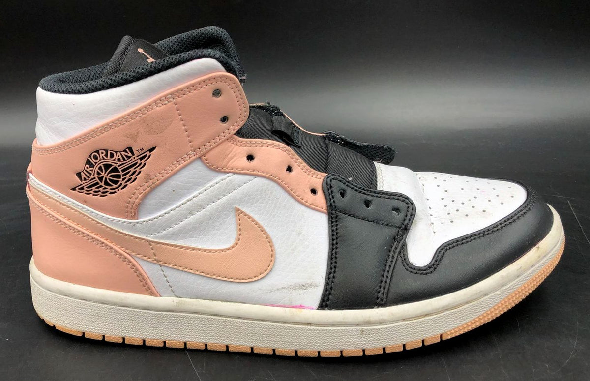 Nike Jordan 1 Mid &#39;Crimson Tint&#39; Men&#39;s White/Black/Pink Sneakers - Size 8 (+COA)