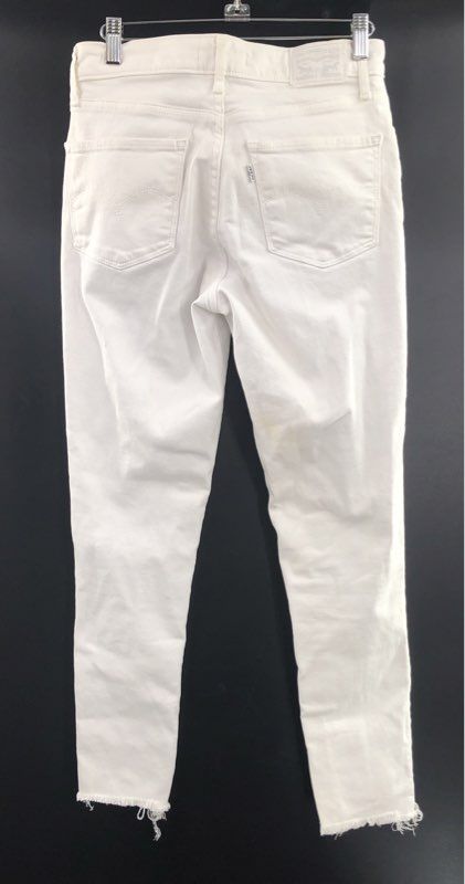 Levi's Women's 721 High Rise Skinny Jeans White Distressed Raw Hem Sz 27