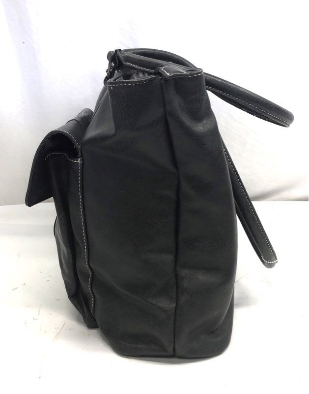 Kenneth Cole Reaction Black Faux Leather Laptop Tote Bag Business Handbag