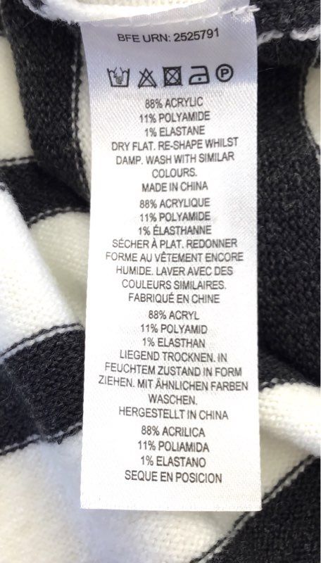 NWT French Connection Women's White Dark Gray Striped Sweater - Size S