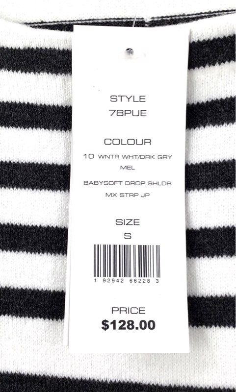 NWT French Connection Women's White Dark Gray Striped Sweater - Size S