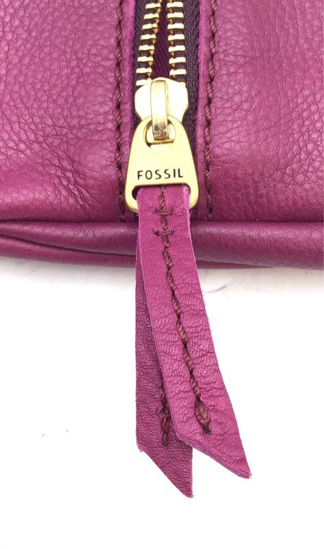 Fossil Magenta Pebbled Leather Crossbody Shoulder Bag Gold Hardware