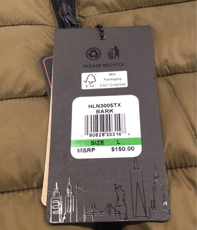 Hawke & Co Men's Pro-Series Featherless Puffer Jacket Olive Green Hooded NWT L